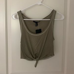 New w/tags!!! Army Green/White Crop Tank Top